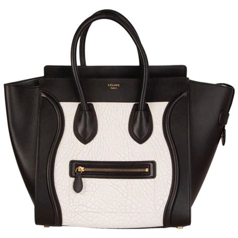 celine micro luggage tote black and white|celine luggage bag size comparison.